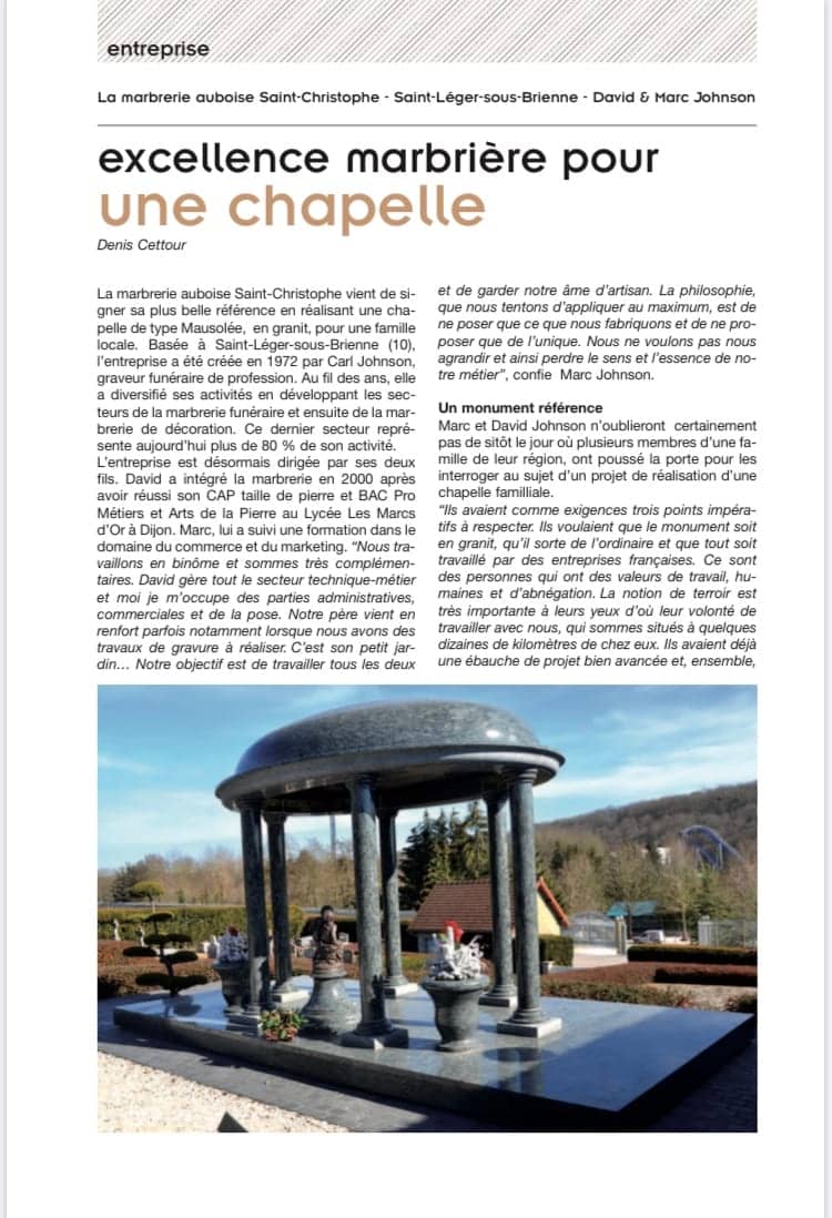 Chapelle-mausolée en granit Vert Olive du Brésil réalisée par la Marbrerie Saint Christophe — reportage PierreActual